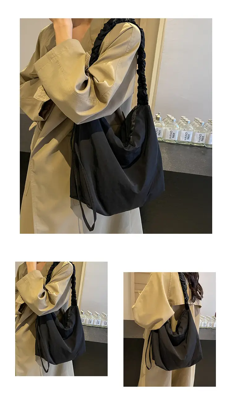 Pink Korean Style Shoulder Bag with Ruffled Strap — feature 11