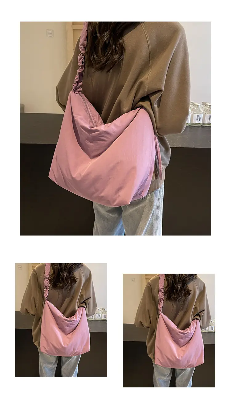 Pink Korean Style Shoulder Bag with Ruffled Strap — feature 12