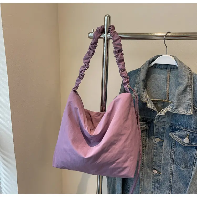 Pink Korean Style Shoulder Bag with Ruffled Strap — feature 17