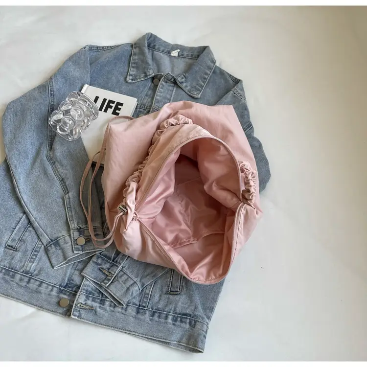 Pink Korean Style Shoulder Bag with Ruffled Strap — feature 21
