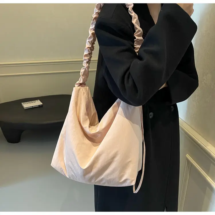 Pink Korean Style Shoulder Bag with Ruffled Strap — feature 35