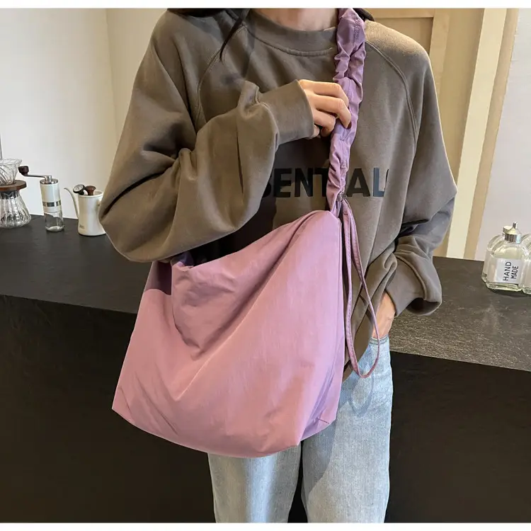 Pink Korean Style Shoulder Bag with Ruffled Strap — feature 36