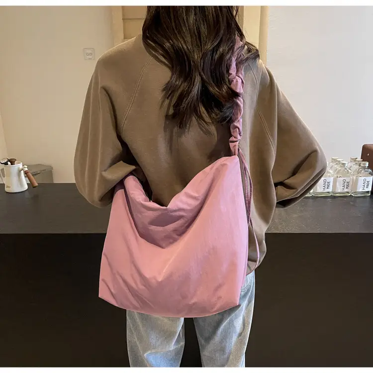 Pink Korean Style Shoulder Bag with Ruffled Strap — feature 37