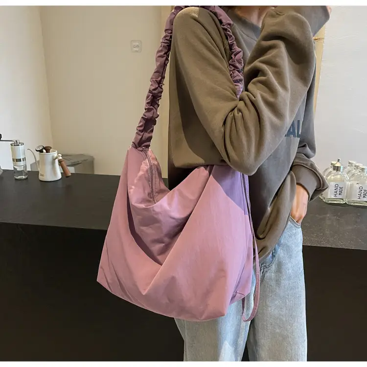 Pink Korean Style Shoulder Bag with Ruffled Strap — feature 38