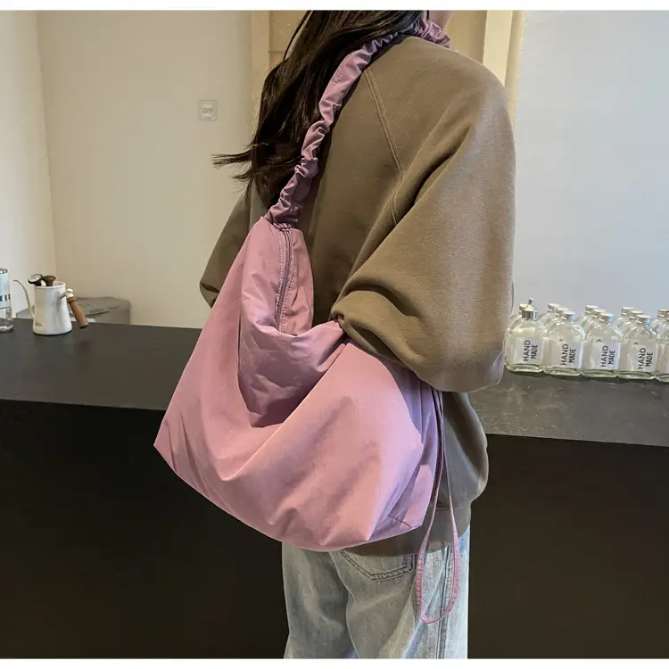 Pink Korean Style Shoulder Bag with Ruffled Strap — feature 39