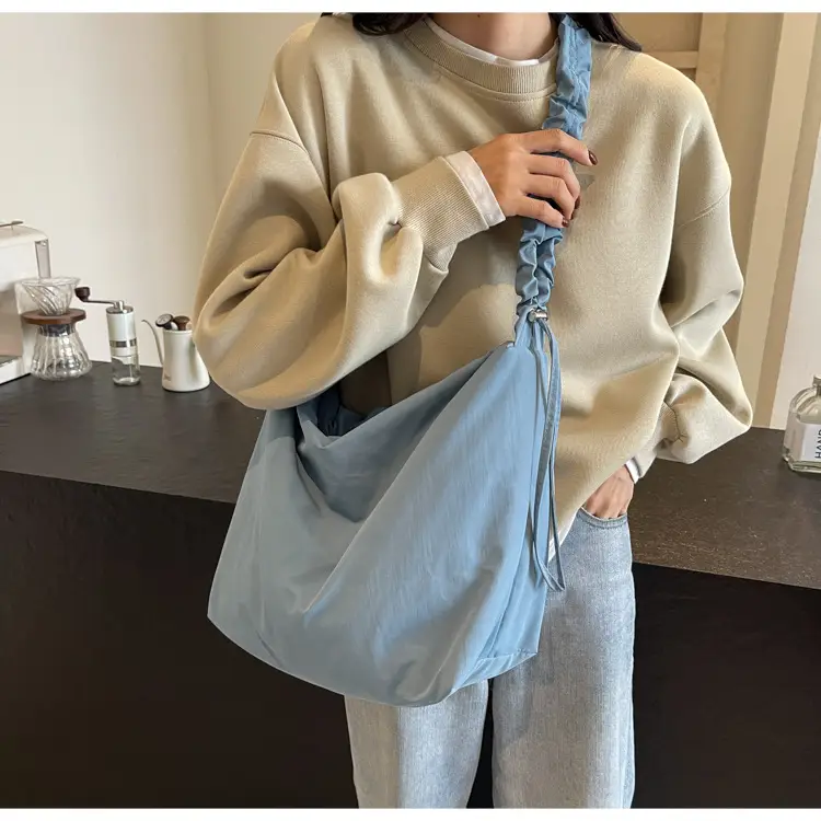 Pink Korean Style Shoulder Bag with Ruffled Strap — feature 45