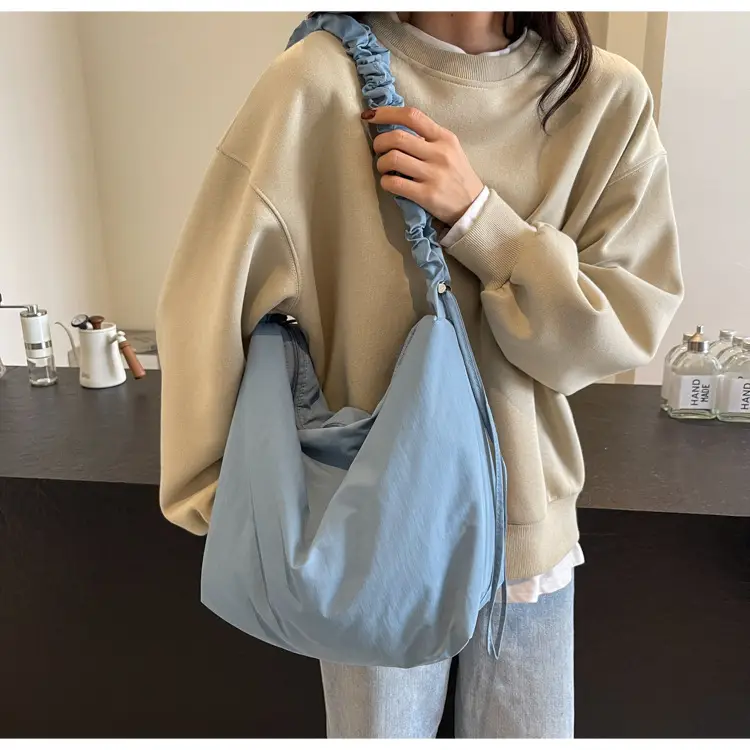 Pink Korean Style Shoulder Bag with Ruffled Strap — feature 48