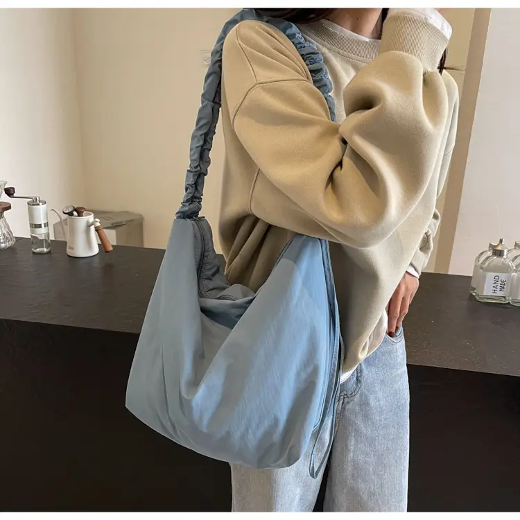Pink Korean Style Shoulder Bag with Ruffled Strap — feature 49
