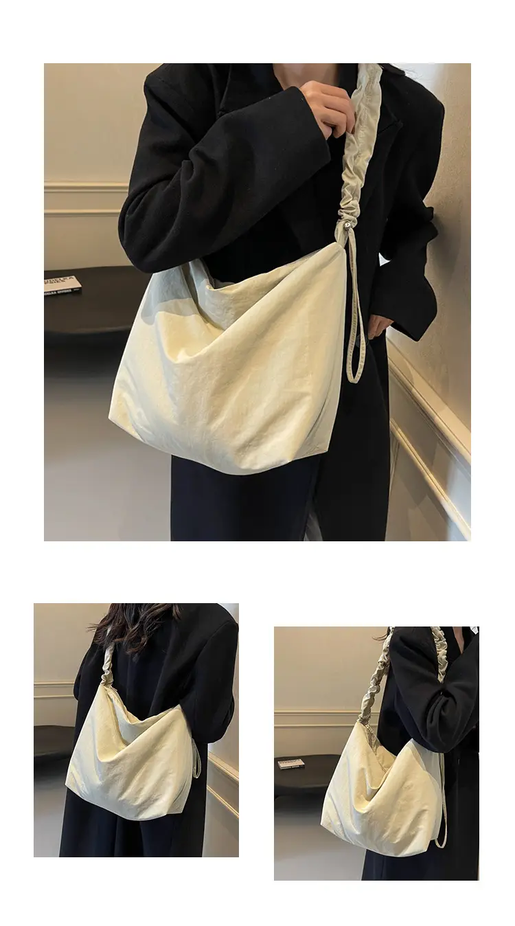 Pink Korean Style Shoulder Bag with Ruffled Strap — feature 9