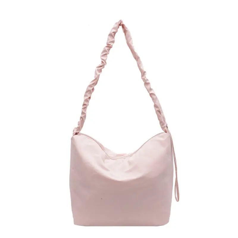 Pink Korean Style Shoulder Bag with Ruffled Strap - Image 4