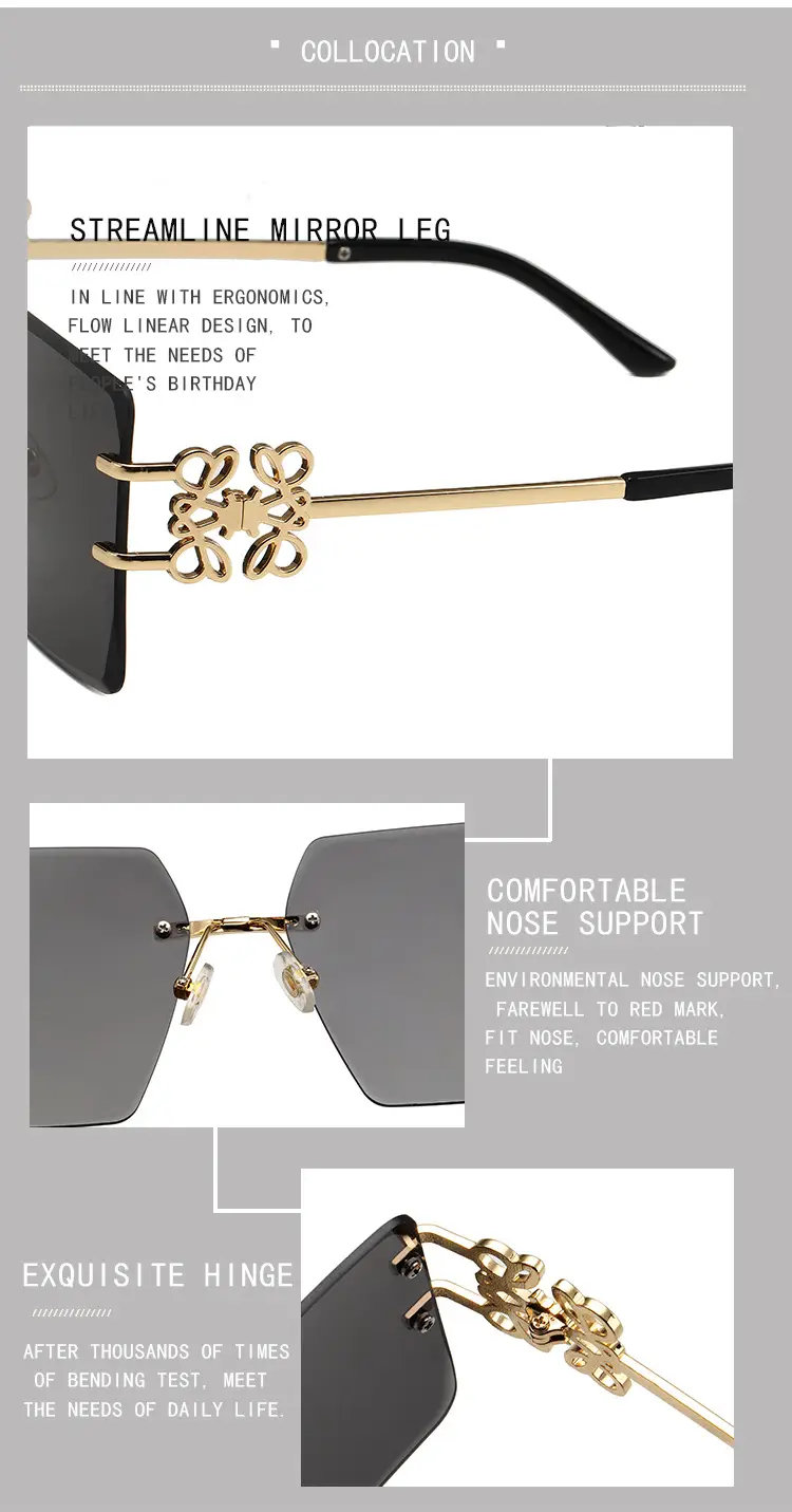 Square Frameless Sunglasses Women's Fashion Retro 2024 β feature 14