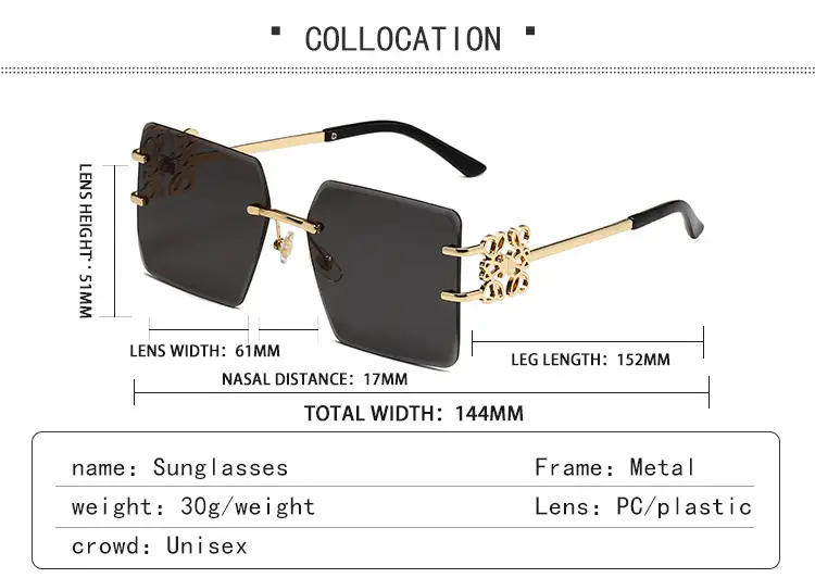 Square Frameless Sunglasses Women's Fashion Retro 2024 β feature 5