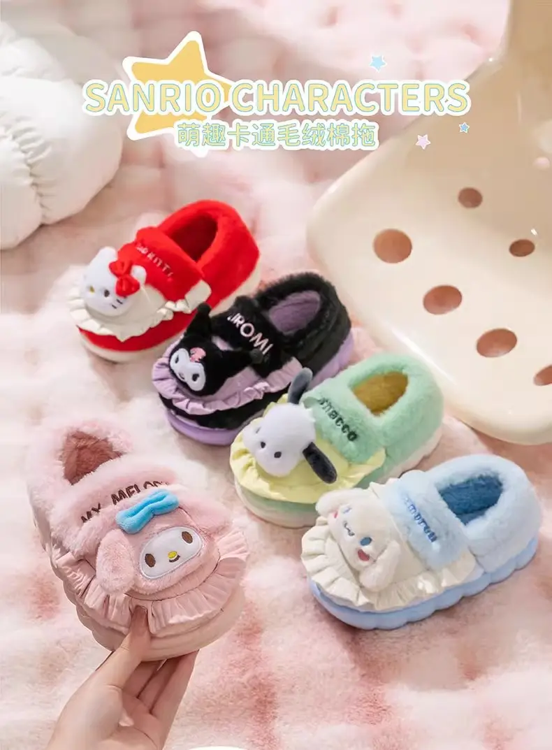 Sanrio Cotton Slippers for Girls Pink Warm Indoor — feature 1