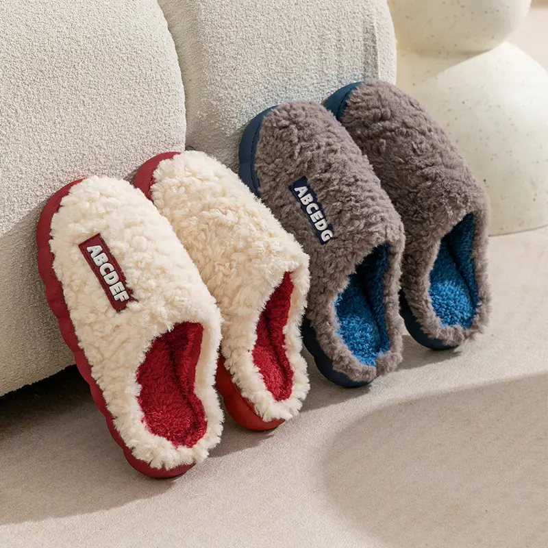 Cotton Slippers for Women Winter Home Indoor Thick-Soled Non-Slip Home Warm Plush Spring Autumn Winter Couple Plush Men - Image 41