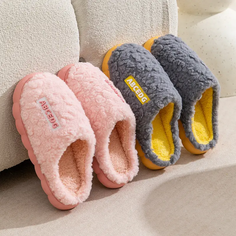 Cotton Slippers for Women Winter Home Indoor Thick-Soled Non-Slip Home Warm Plush Spring Autumn Winter Couple Plush Men - Image 42