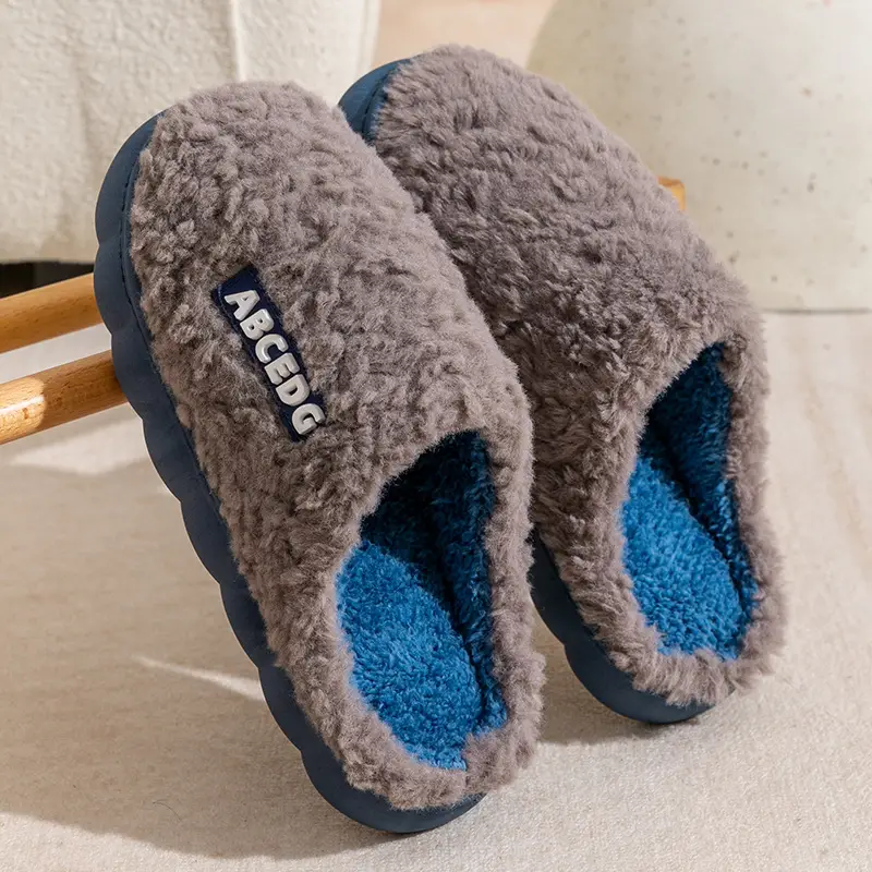 Cotton Slippers for Women Winter Home Indoor Thick-Soled Non-Slip Home Warm Plush Spring Autumn Winter Couple Plush Men - Image 5