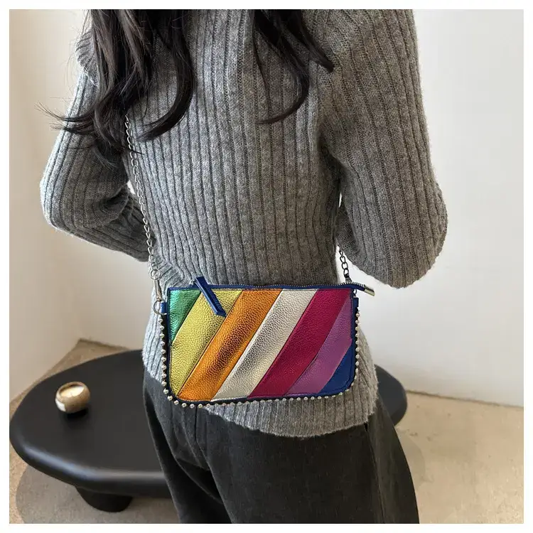 Korean Style Striped Chain Crossbody Bag for Women — feature 12