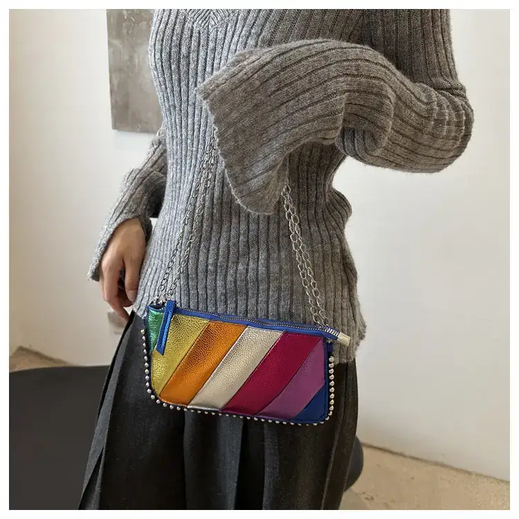 Korean Style Striped Chain Crossbody Bag for Women — feature 15