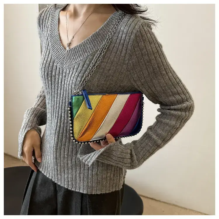 Korean Style Striped Chain Crossbody Bag for Women — feature 17