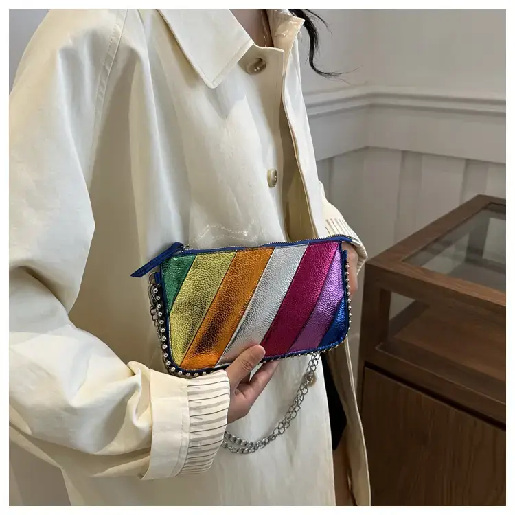 Korean Style Striped Chain Crossbody Bag for Women — feature 18