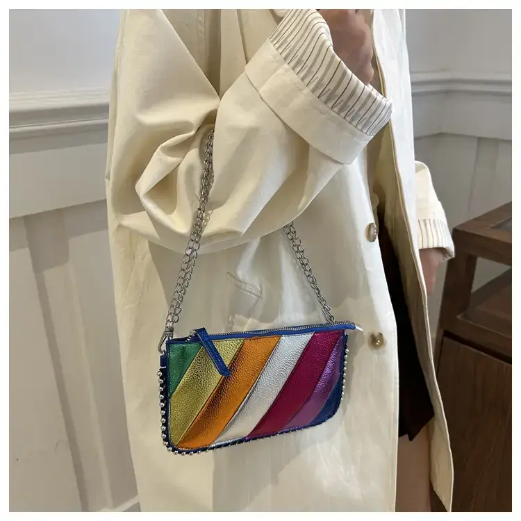 Korean Style Striped Chain Crossbody Bag for Women — feature 19
