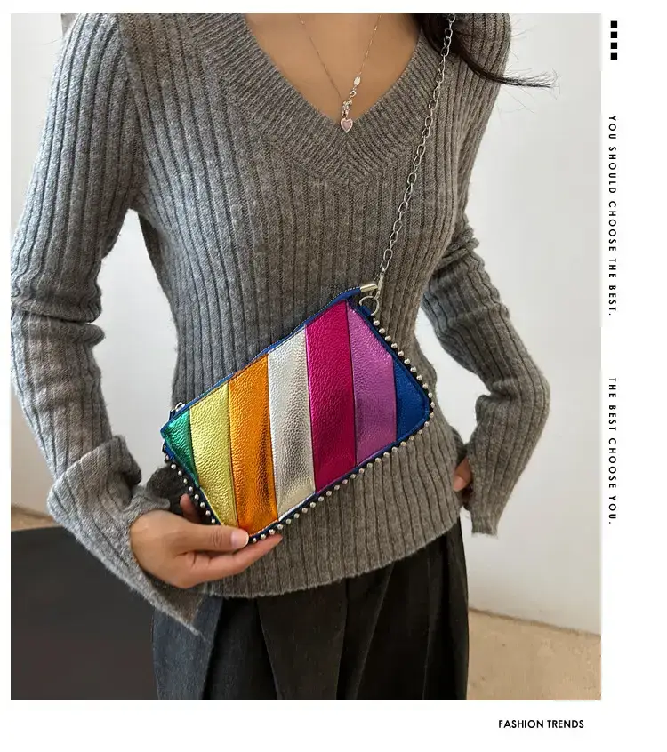 Korean Style Striped Chain Crossbody Bag for Women — feature 2