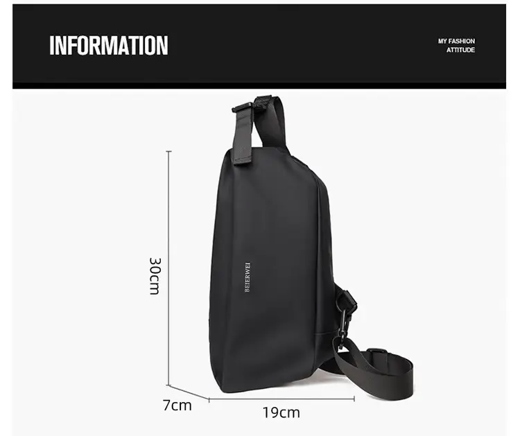 Men's Waterproof Crossbody Bag Grey Casual Shoulder — feature 1