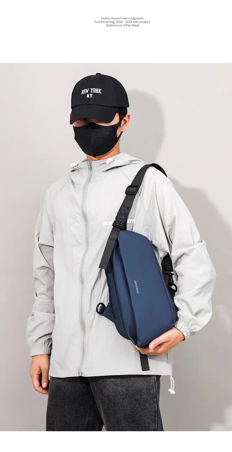 Men's Waterproof Crossbody Bag Grey Casual Shoulder — feature 10