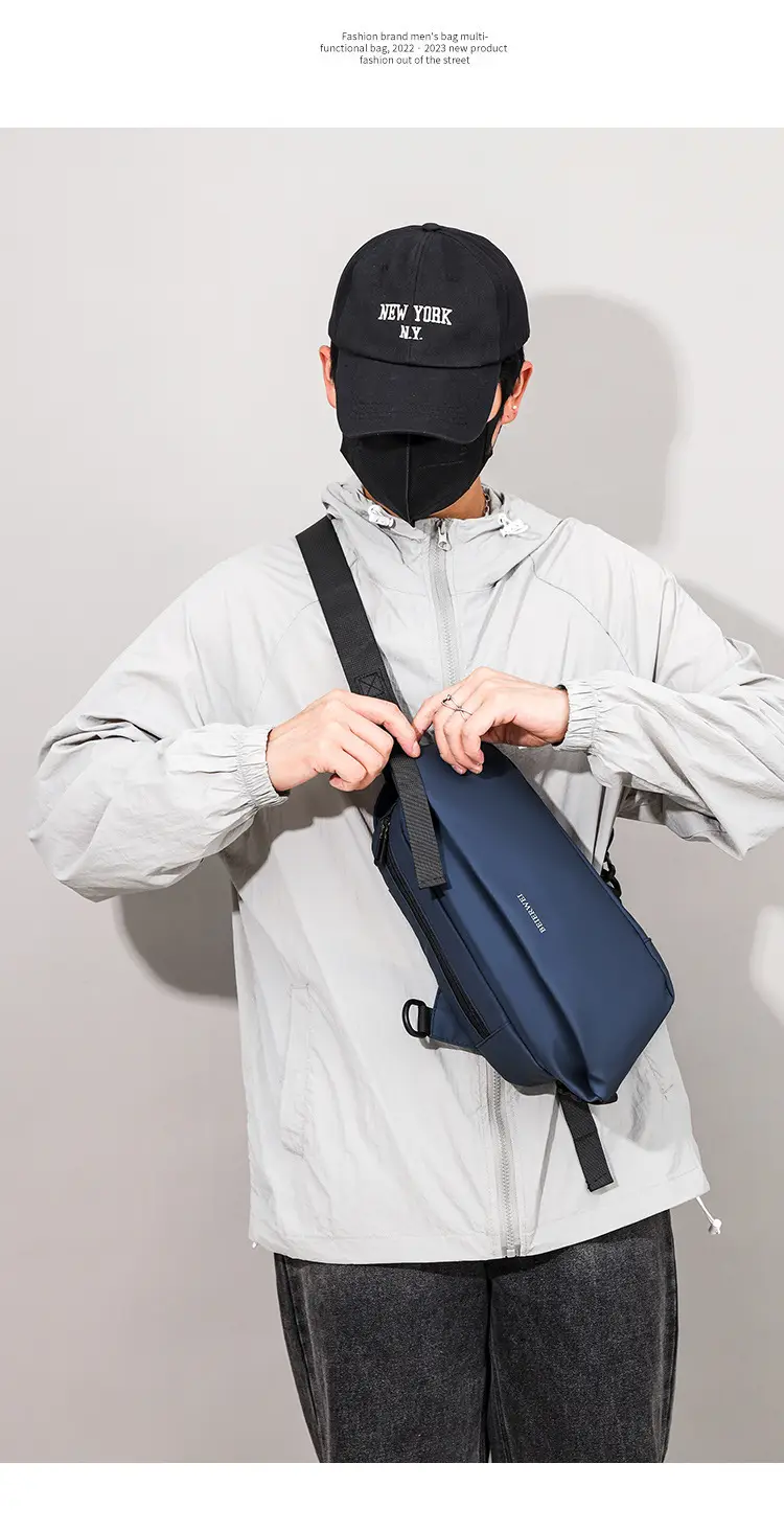 Men's Waterproof Crossbody Bag Grey Casual Shoulder — feature 12