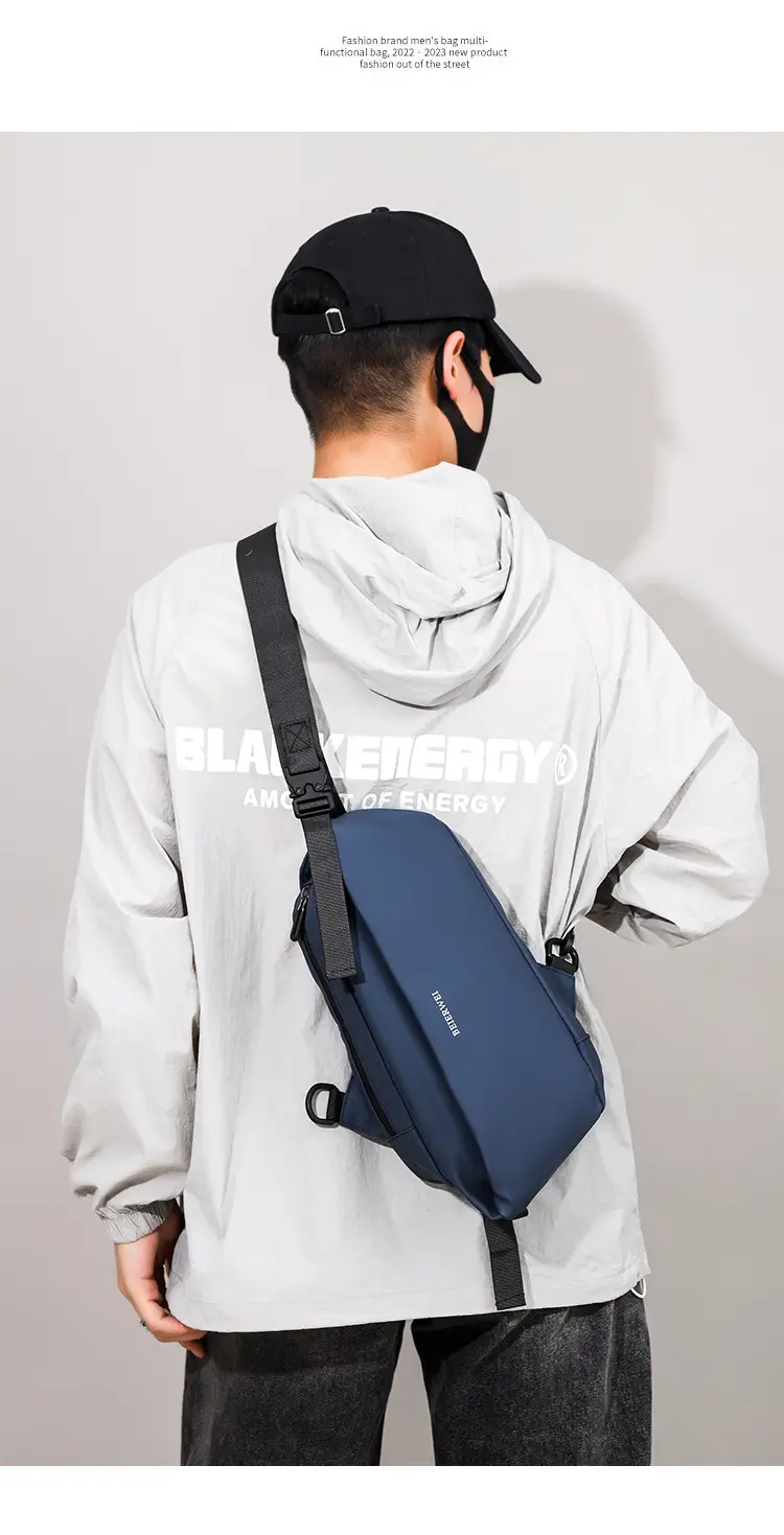 Men's Waterproof Crossbody Bag Grey Casual Shoulder — feature 13