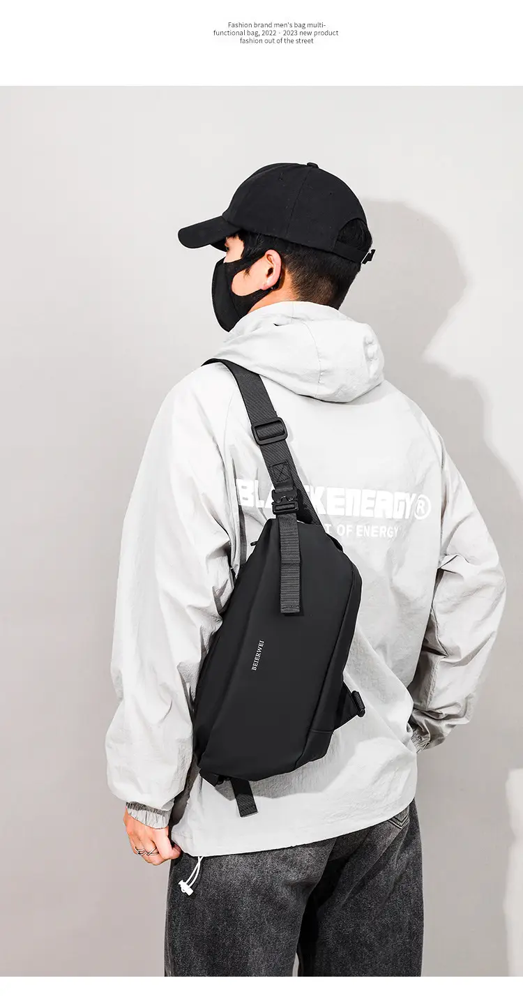 Men's Waterproof Crossbody Bag Grey Casual Shoulder — feature 14