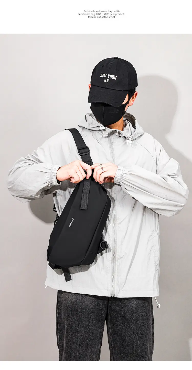 Men's Waterproof Crossbody Bag Grey Casual Shoulder — feature 15
