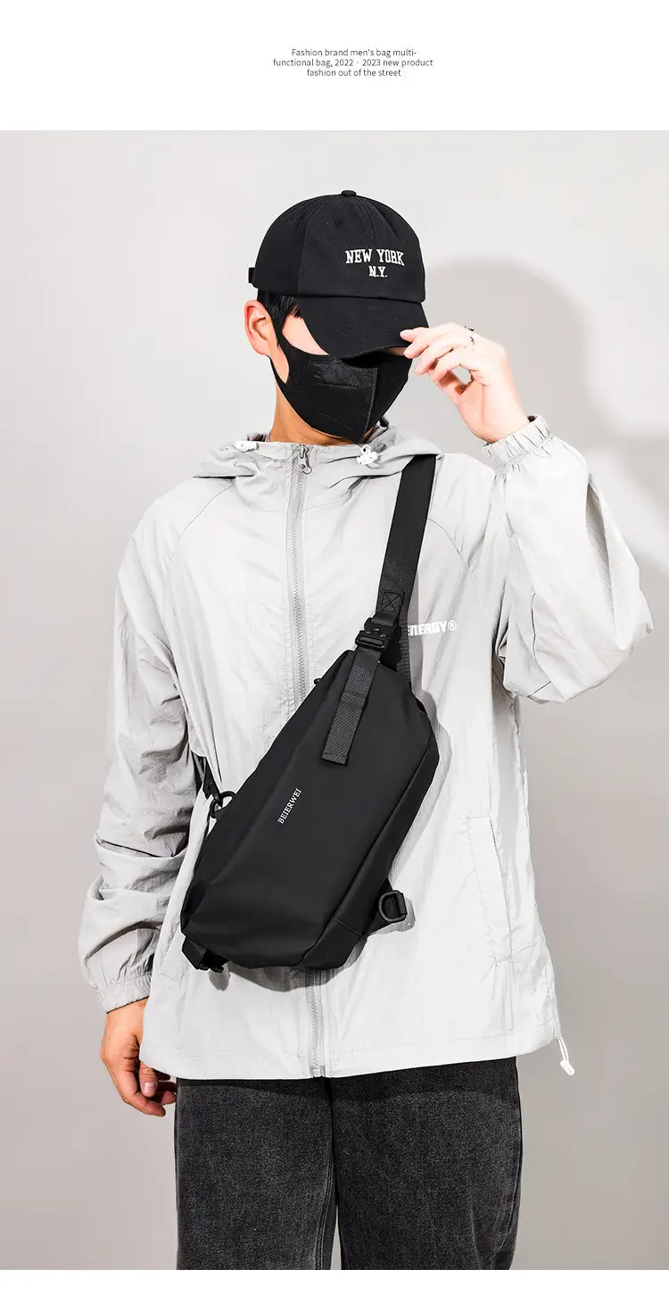 Men's Waterproof Crossbody Bag Grey Casual Shoulder — feature 16