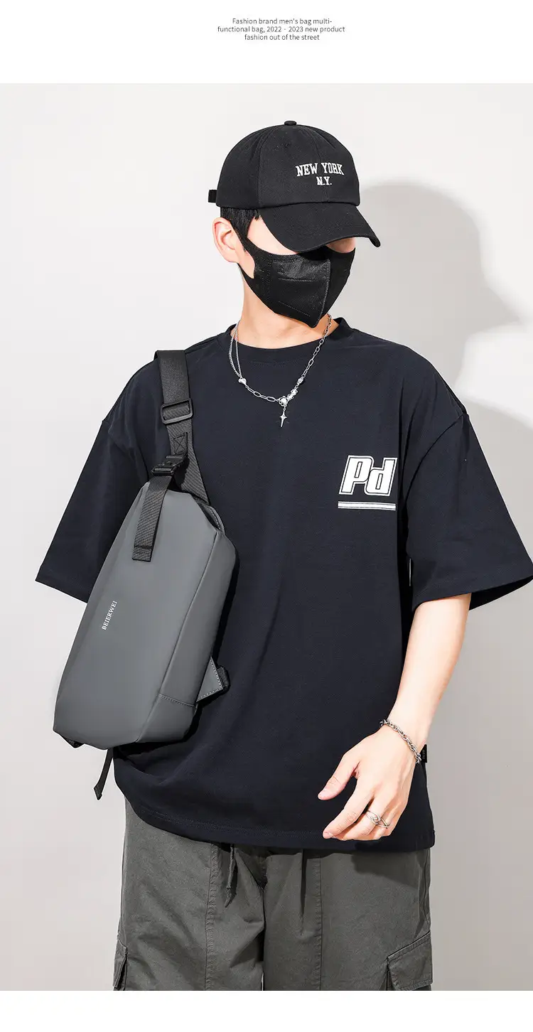 Men's Waterproof Crossbody Bag Grey Casual Shoulder — feature 18