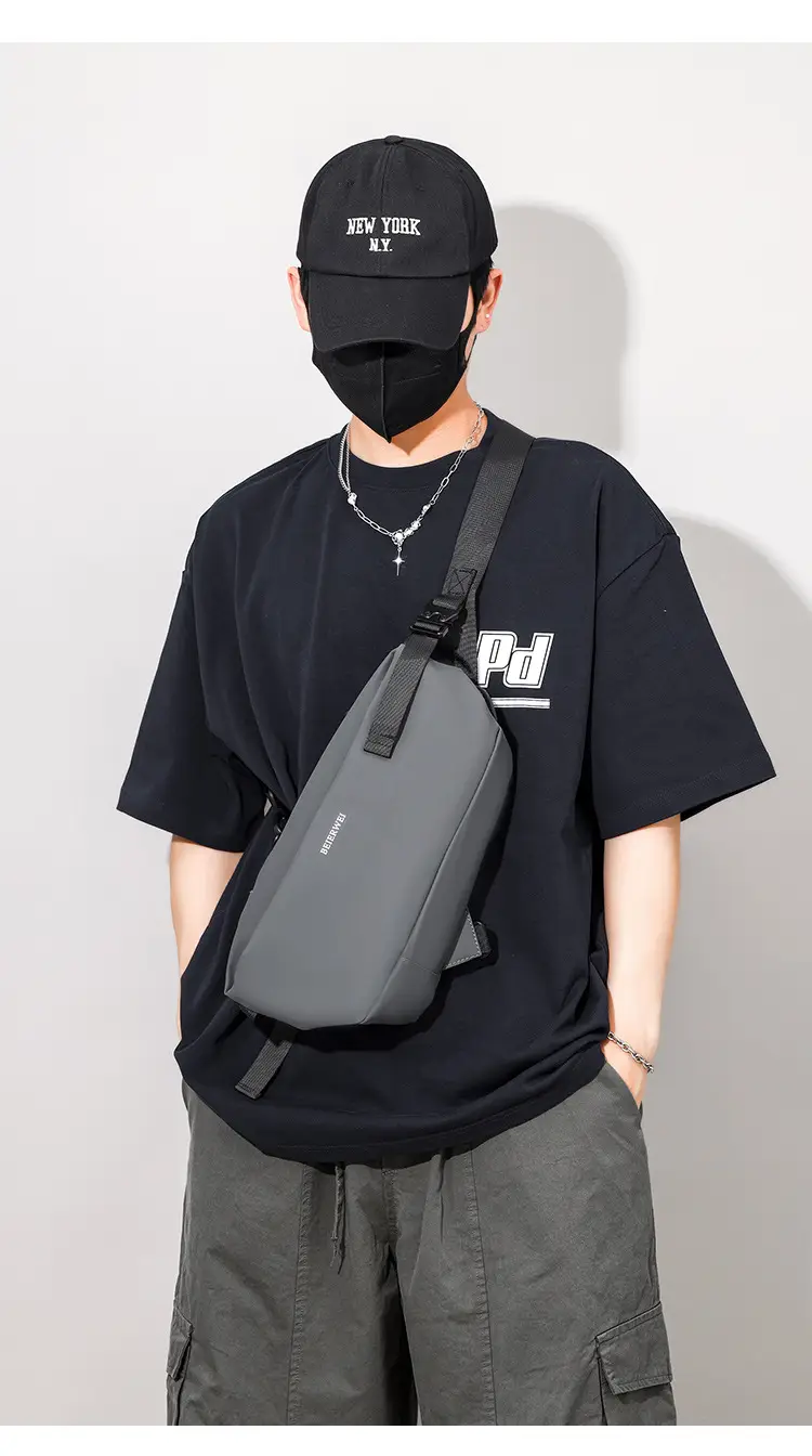 Men's Waterproof Crossbody Bag Grey Casual Shoulder — feature 19