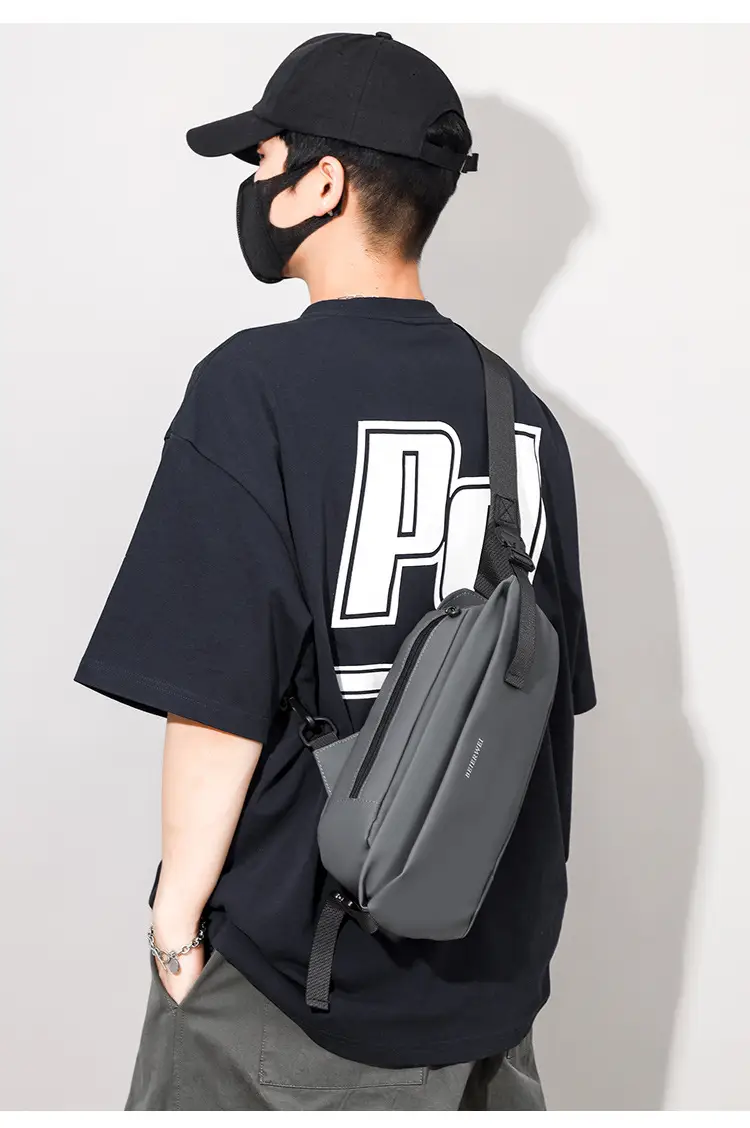 Men's Waterproof Crossbody Bag Grey Casual Shoulder — feature 20