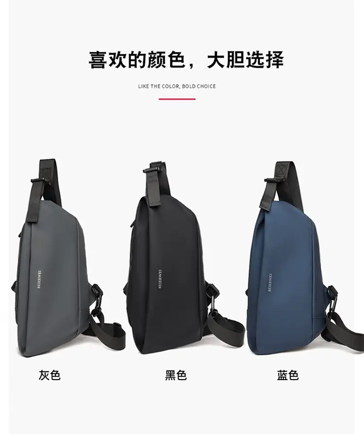 Men's Waterproof Crossbody Bag Grey Casual Shoulder — feature 3