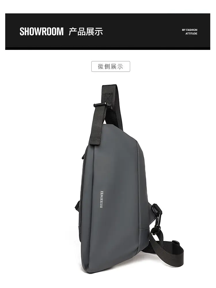 Men's Waterproof Crossbody Bag Grey Casual Shoulder — feature 31