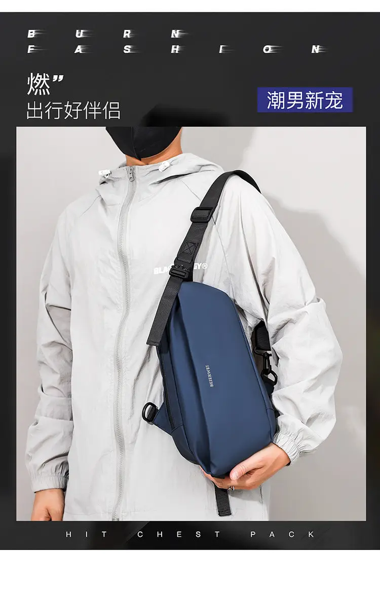 Men's Waterproof Crossbody Bag Grey Casual Shoulder — feature 5