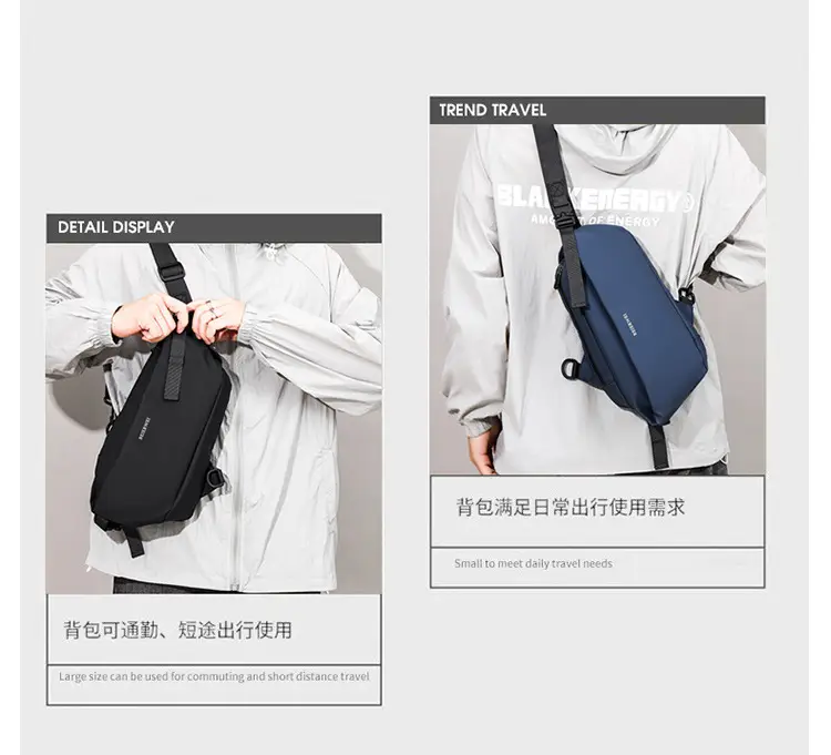 Men's Waterproof Crossbody Bag Grey Casual Shoulder — feature 7