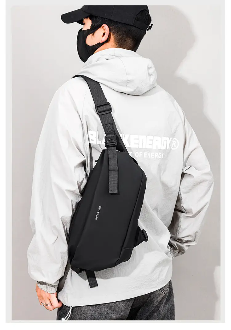 Men's Waterproof Crossbody Bag Grey Casual Shoulder — feature 8