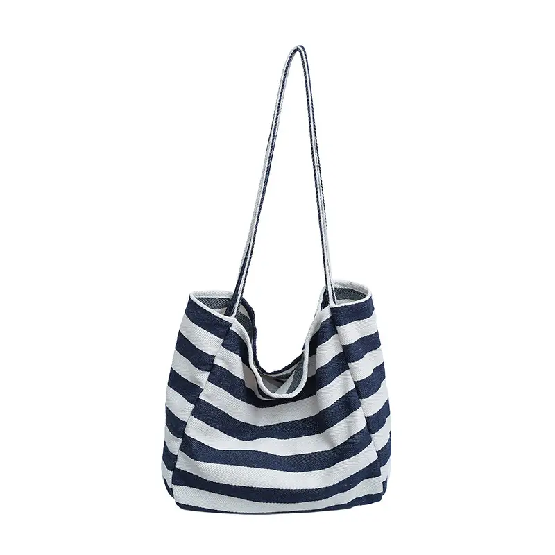 Striped Canvas Shoulder Bag Women's Trendy Casual - Image 7