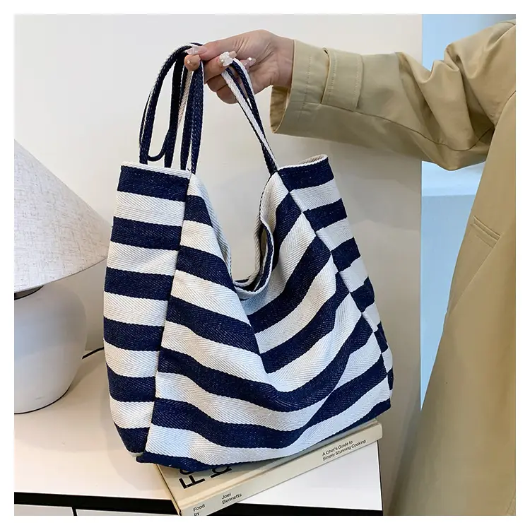 Striped Canvas Shoulder Bag Women's Trendy Casual — feature 9