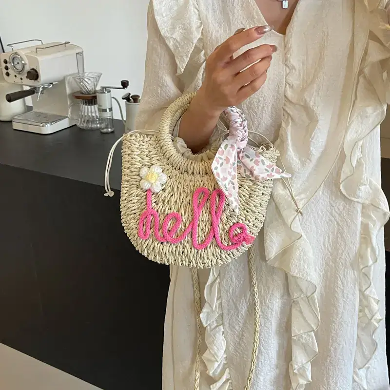 Korean Style Straw Shoulder Bag for Women 2024 Spring Summer - Image 5