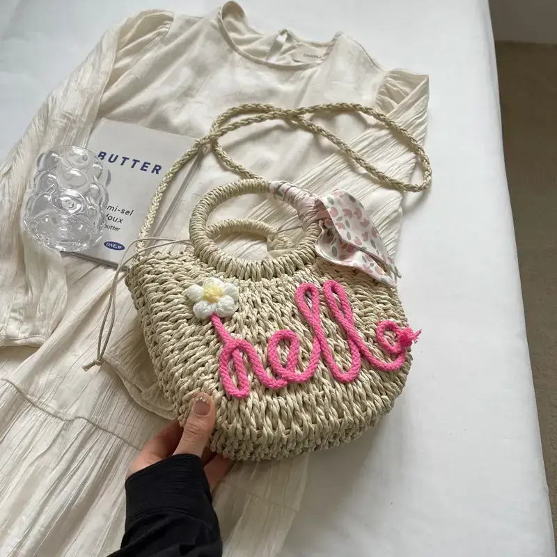 Korean Style Straw Shoulder Bag for Women 2024 Spring Summer - Image 3