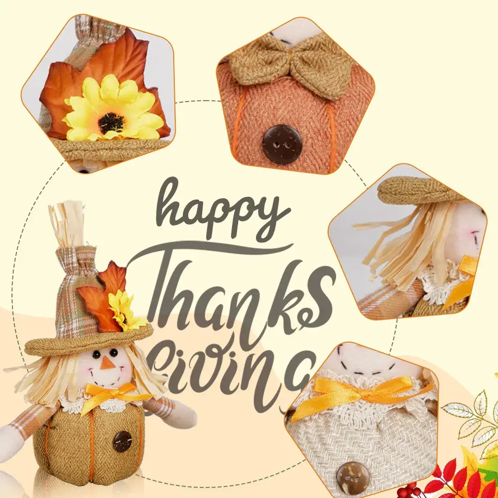 Harvest Scarecrow Doll Mini Pumpkin Autumn Ornament - Image 4