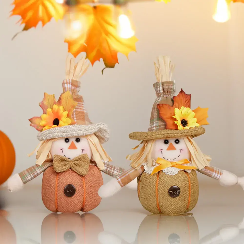 Harvest Scarecrow Doll Mini Pumpkin Autumn Ornament - Image 5