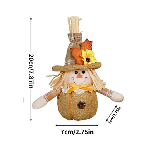 Harvest Scarecrow Doll Mini Pumpkin Autumn Ornament - Image 2