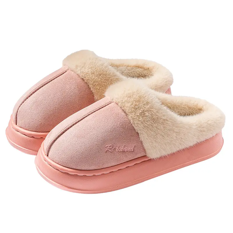 Cotton slippers women autumn and winter new home indoor wool plush warm thick bottom non-slip floor cotton shoes men wear wholesale - Image 9