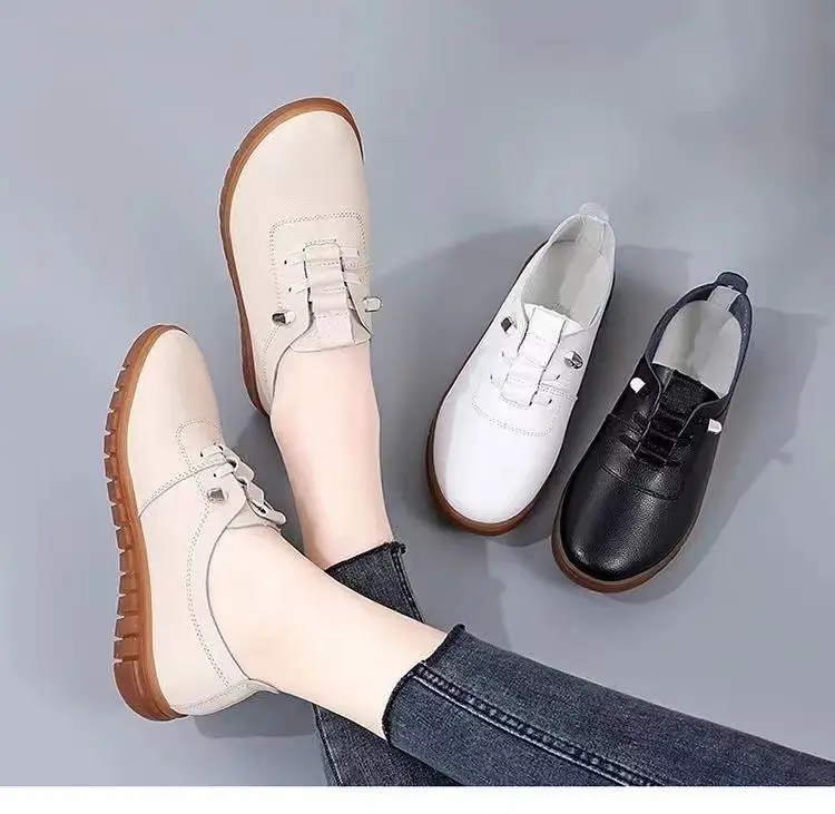 Women's 2025 new fashion soft leather soft bottom flat shoes shoes casual small leather shoes mother shoes manufacturers wholesale — feature 11